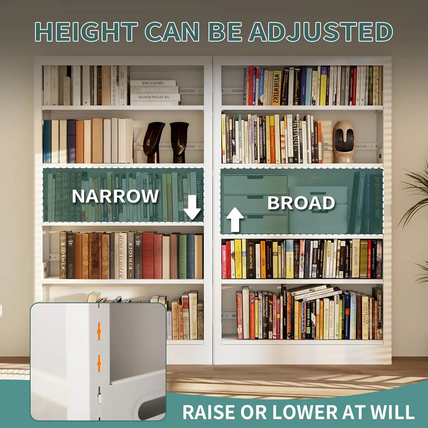 

Металлическая книжная полка 71 дюймов, 5-ярусная книжная полка с регулируемыми полками, белые книжные полки и шкафы для книг, прочный библиотечный книжный шкаф, современный дизайн