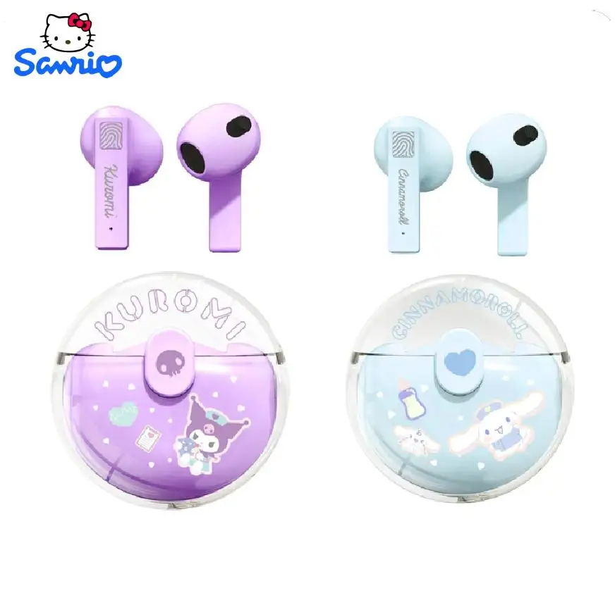 

Miniso Sanrio Wireless Bluetooth Headset Kuromi Melody Touch Control HD Talk Earbuds with LED Long Life Music Headset Cute Gift