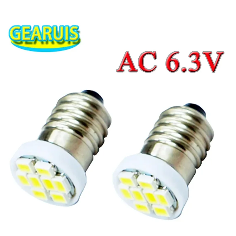 100X AC 6.3V E10 8 SMD 1206 8SMD 3020 LED 1449 428 led Light 1w Screw Base AC DC 6.3V