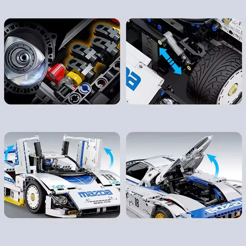 テクニカルカダ MOC 787B 1:10 ブロック組み立て式耐久レーシングカーモデルキット 1797ピース 組み立て玩具 大人 子供向けギフト