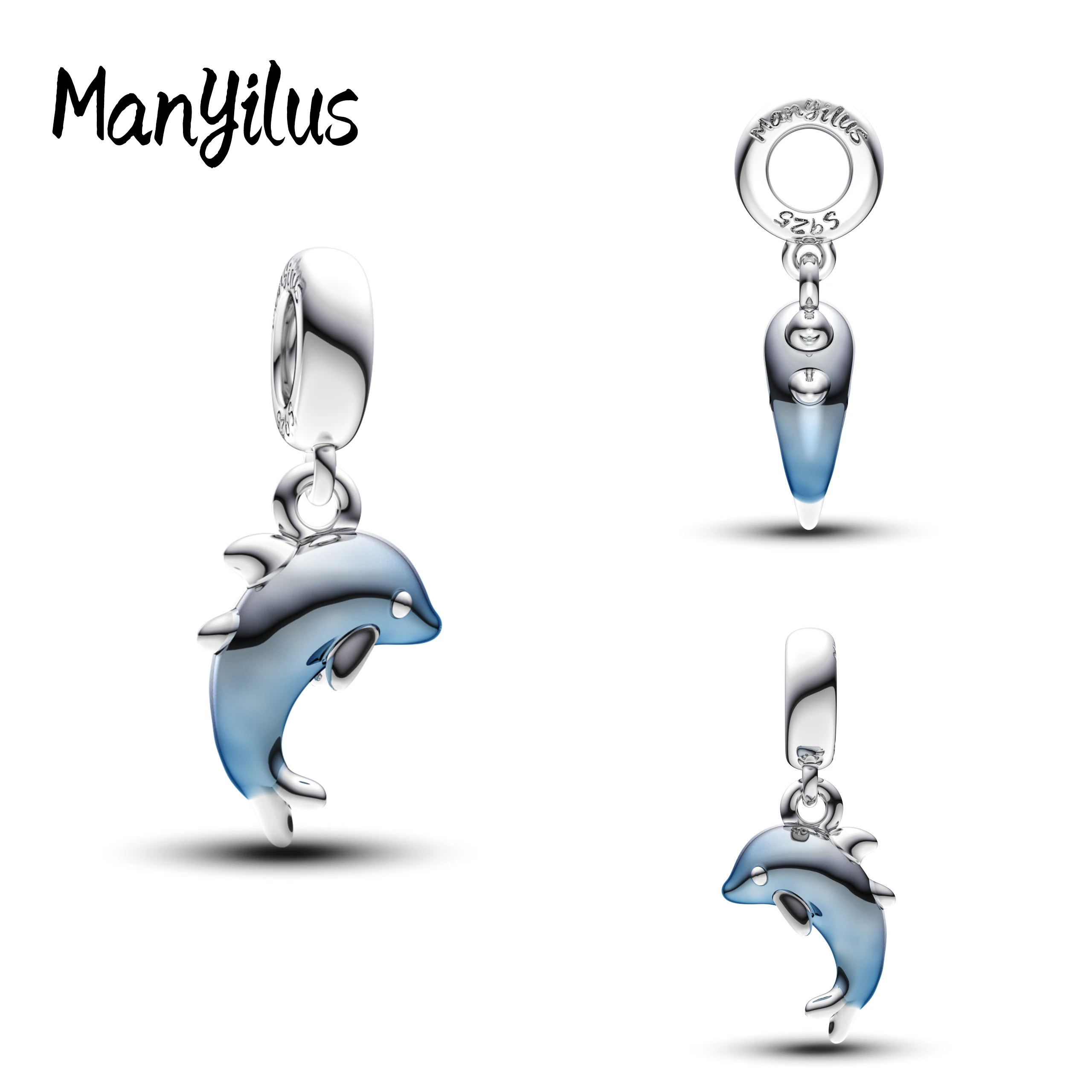 

Manyilus 2025 New Blue Dolphin Charms S925 Sterling Silver Skull Beads For 925 Original Bracelet Charms For Jewelry Making Gifts