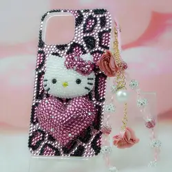 Kawaii Iphone Phone Case Rhinestones Sanrioed Hello Kitty for Iphone16 15 14Pro Max Anime Girls Upscale Luxurious Festival Gift