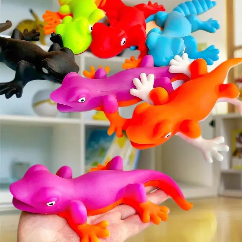 1Pcs Faux Lizard Vibrant Squishy Item, Cartoon TPR Expandable Lizard Toy, Soft Pressure Alleviating Squeeze Widget for Children