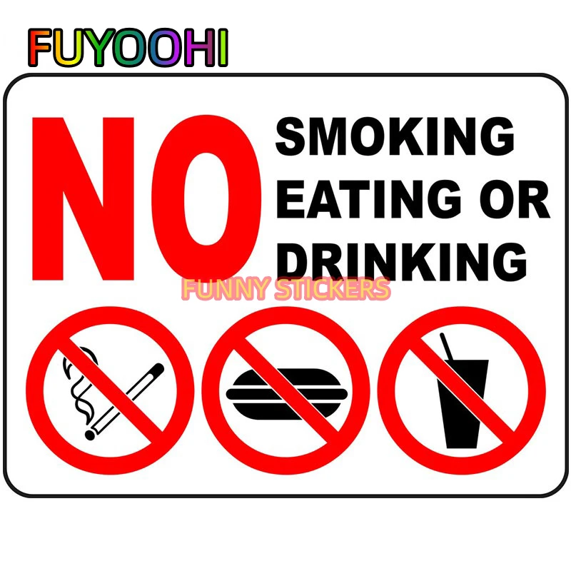 FUYOOHI Prohibition Signs for Smoking Eating and Drinking Car Stickers Creative Decal Occlusion Scratch Car Lable