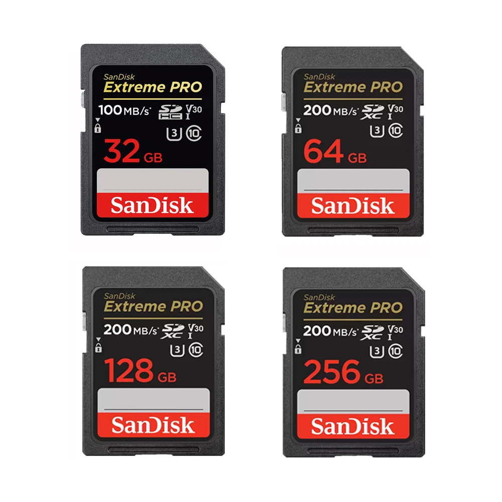 SanDisk Extreme PRO sd-карта 32G 64G 128G 256G SDHC SDXC UHS-I C10 100 M/s-200 MB/s U3 карта памяти Поддержка V30 4K для камеры/DV/SLR