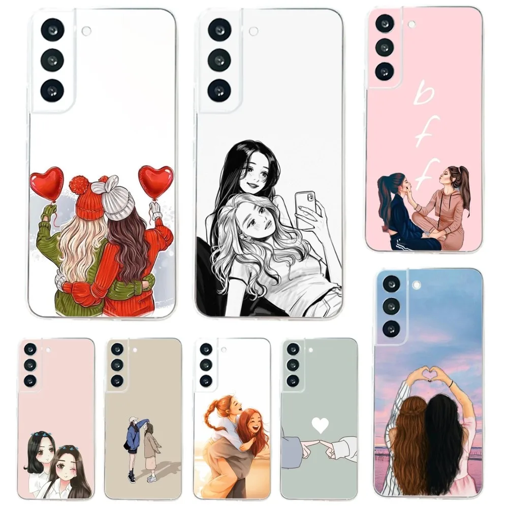 Girls Bff Best Friends Forever Phone Case For Samsung Galaxy A71,70,52,51,40,31,A50,30S,21S,Note20ultra Transparent Cover