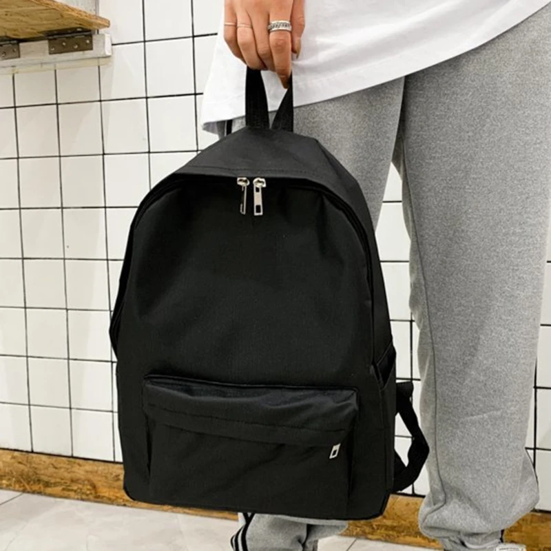 Mochila informal de gran capacidad para mujer, bolso escolar de Color sólido para estudiantes universitarios, bolso para portátil Unisex, nueva moda