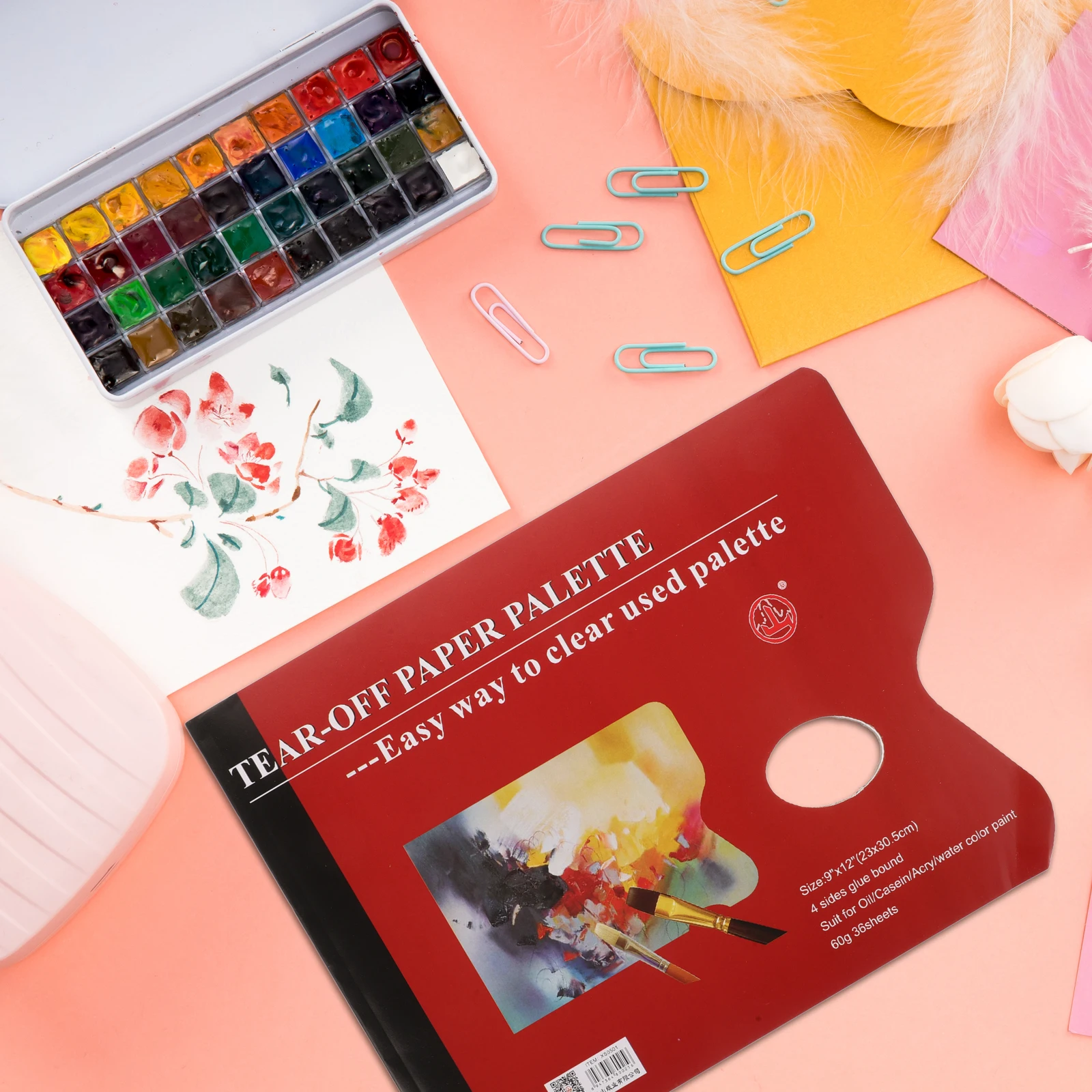 

305x230mm Paint Paper Palette Durable Mixing Media Sheets Large Quantity Practical Pigment Trays Watercolor Paint Pallets Travel