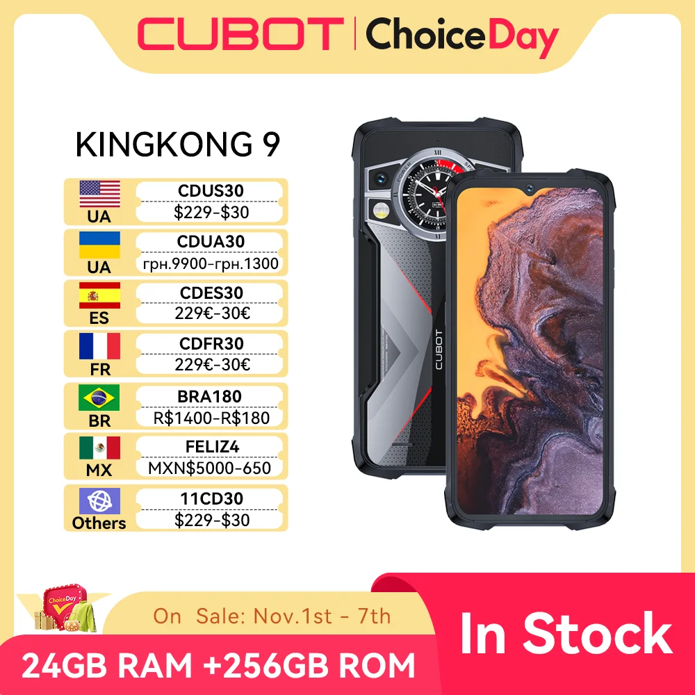 

Cubot KingKong 9, Helio G99, 120Hz 6.583-Inch Screen, Rugged Smartphone, 24GB RAM(12+12GB Extended), 256GB ROM, 100MP Camera,NFC