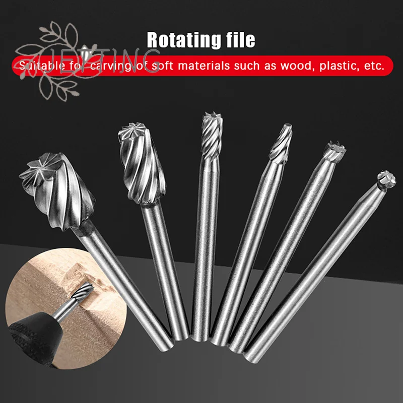 Hot 6pc High-speed Steel Woodworking Small Rotary File Grinding Head DIY Carpenter Polishing And Trimming Electric Tool Set