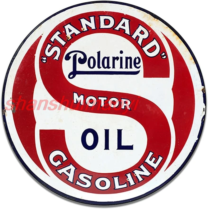 shan  Polarine Motor Oil Standard Oil Vintage Gas Signs Reproduction Car Company Vintage Style Metal Signs Round Metal Ti 1pc