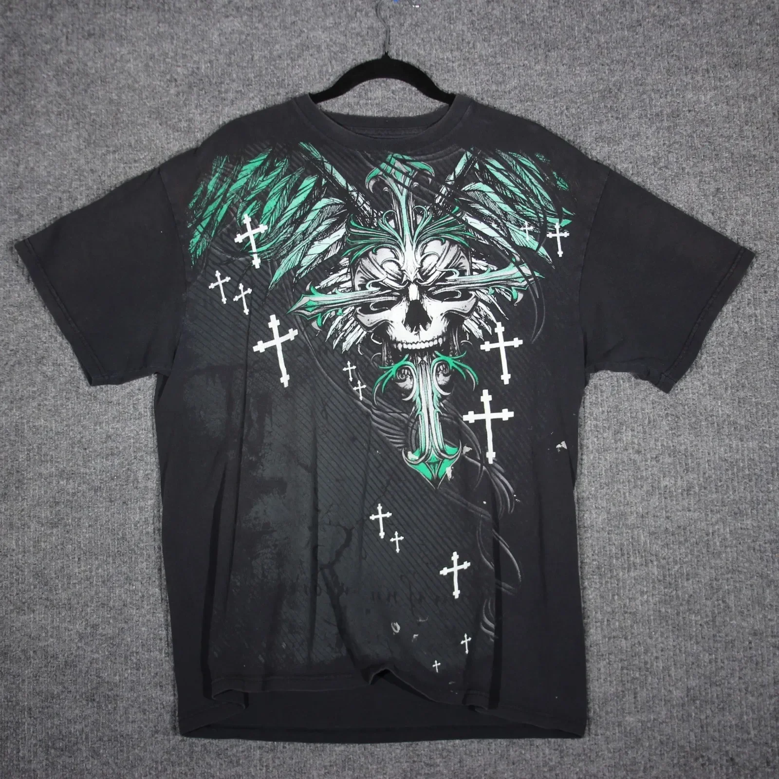 Camiseta tipo tala para hombre XL MMA Elite Grunge gótico cráneo cruces Skater Y2K camisetas gráficas ropa para hombre