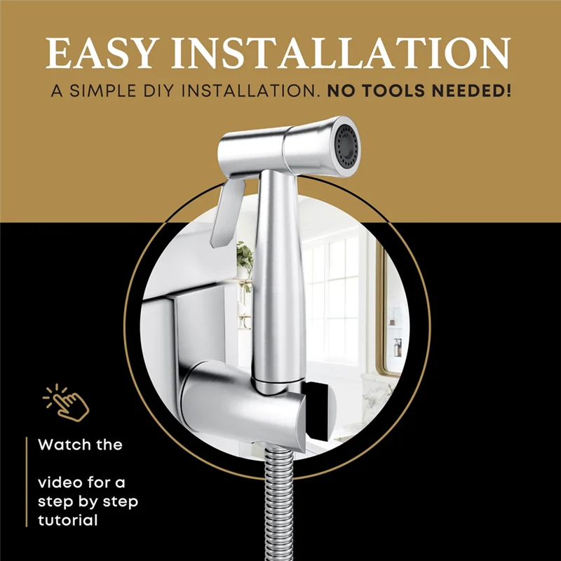 BTCL Bidet Sprayer For Toilet, Handheld Sprayer Kit, Cloth Diaper Sprayer Set - Easy To Install - Stainless Steel