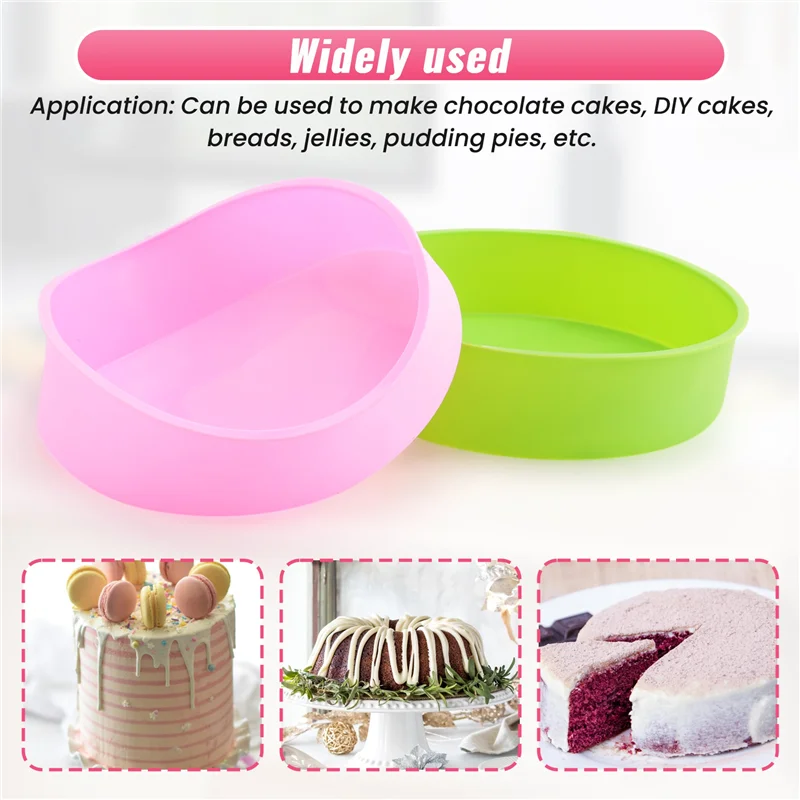 -A14E 2 szt. Silikonowe formy do ciast, okrągłe formy do pieczenia o średnicy 20 cm, nieprzywierające formy do pieczenia, naczynia do pieczenia do czekoladek, ciasteczek/chlebów