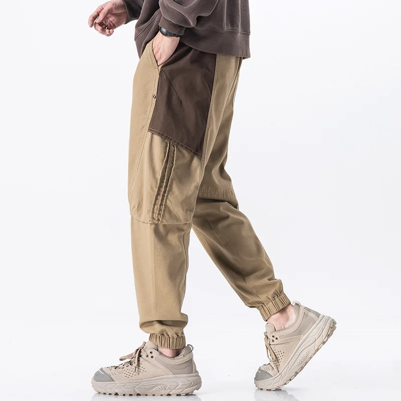 2024 Safari Style Casual Pants for Men in Plus Size, Loose-Fitting Streetwear with Multiple Pockets and Cuffed Bottoms