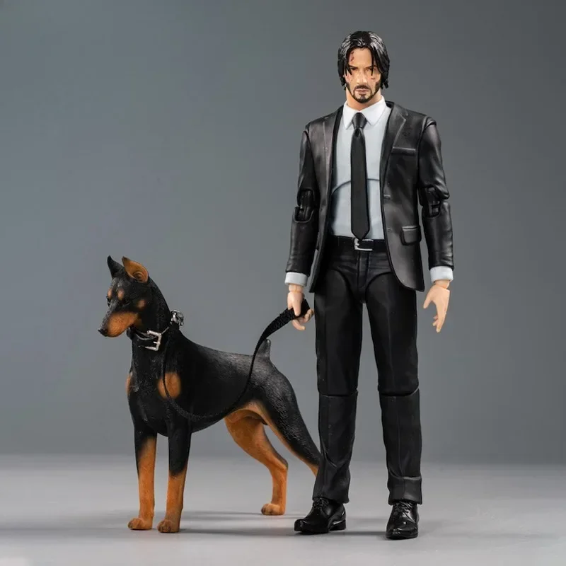 JXK 1/12 Scale จําลองตํารวจสัตว์สุนัข Doberman Pinscher รุ่นทหารตัวเลขการกระทําโต๊ะรถเครื่องประดับ