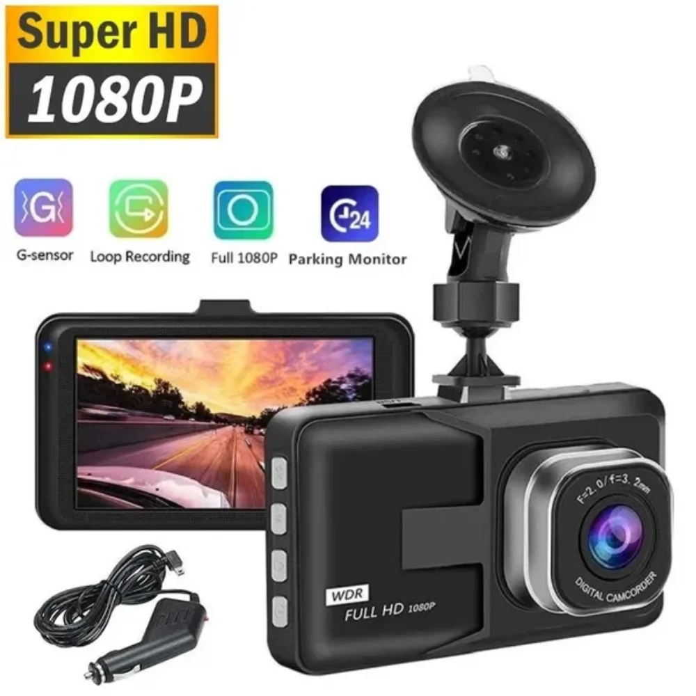 

Автомобильный видеорегистратор HD 1080P, Автомобильный видеорегистратор с циклической записью, автомобильная Передняя и задняя камера Blcak Box, ночное видение, G-датчик
