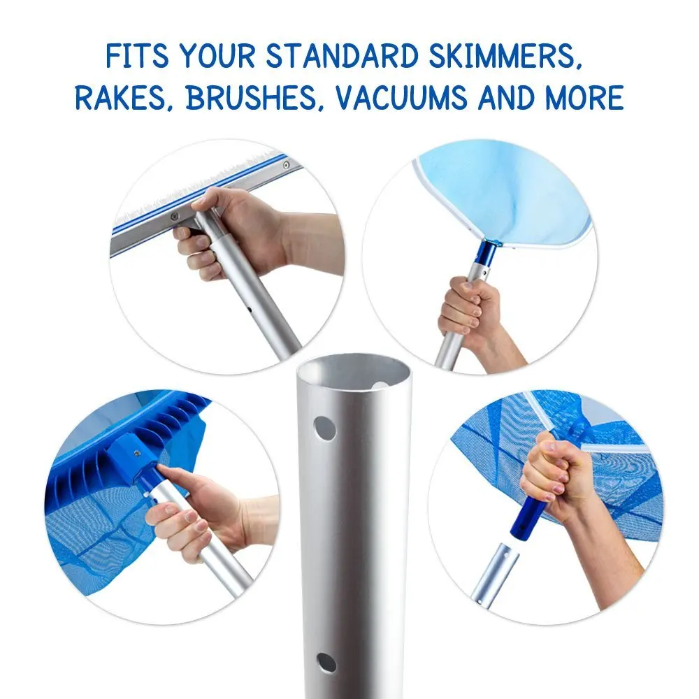 Portable Swimming Pool Skimmer, Aluminum Alloy Telescopic Handle Stick Joint For Brush Salvage Net Swimming Pool Tool
