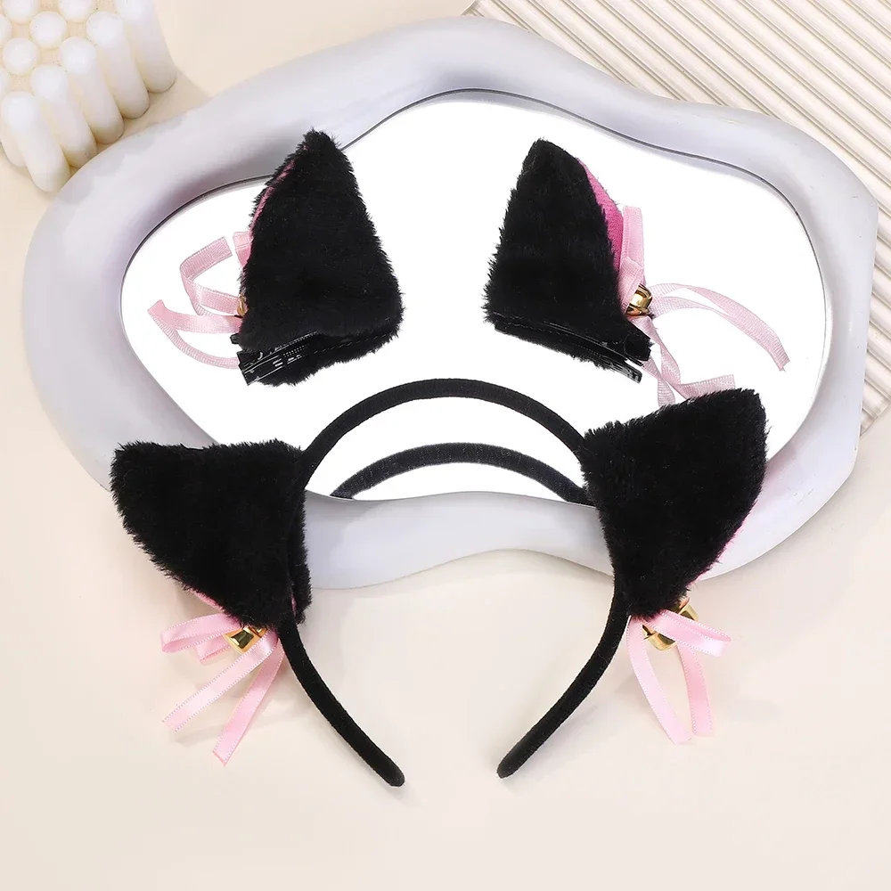 RAINBOW BOWS Cat Ear Hair Wear Girls Anime Cosplay Costume Plush Hairband Night Party Club Bar Decorate Headband Hair Accessory