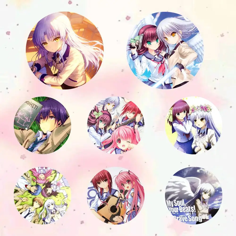 Anime Angel Beats! Pin Fashion Jewelry Accessories Round Brooch On Backpack Fan Collection Jewelry Badge Gifts