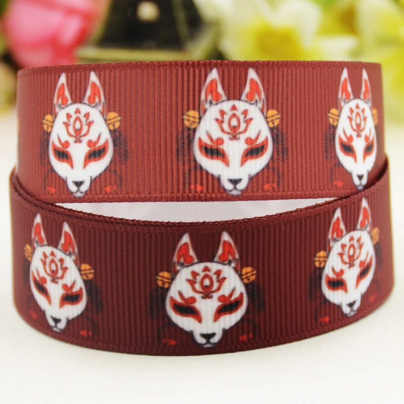 22mm 25mm 38mm 75mm Fox mask cartoon printed Grosgrain Ribbon party decoration 10 Yards satin ribbons