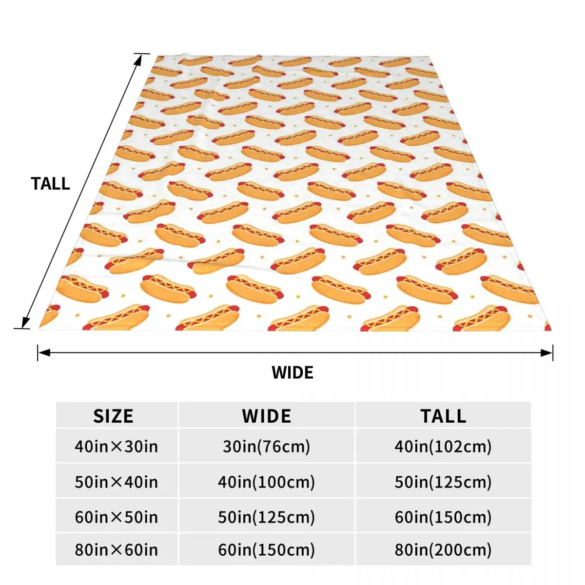 Hot Dog Food Delicious Pattern Blanket Soft Warm Flannel Throw Blanket Bedspread for Bed Travel Home Couch