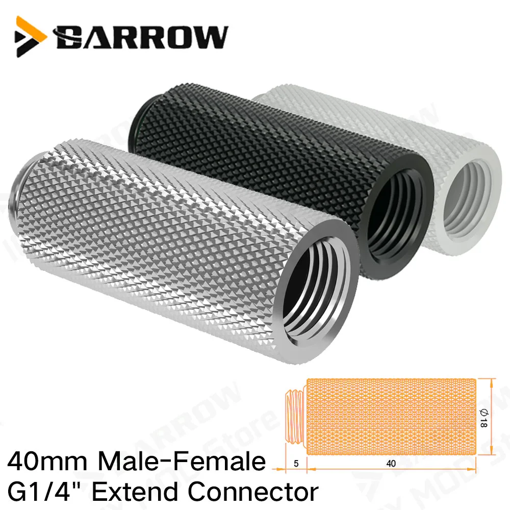 BARROW 40mm Male Female Extension Connector Brass PC Water Cooling Equipment Connection Fittings MOD 1.57 Inch G1/4