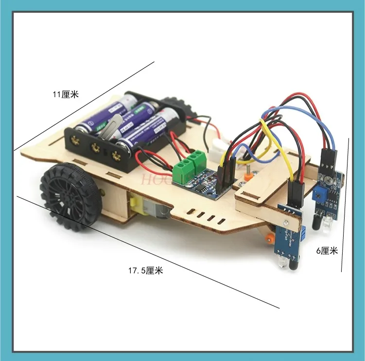 Children's handmade wooden assembled electric remote control car primary school students science physics experiment set