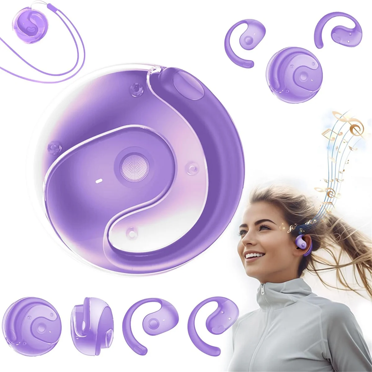 Fones de ouvido Bluetooth 5.3 TWS, fone de ouvido Bluetooth sem fio, fones de ouvido Bluetooth, fones de ouvido com redução de ruído, roxo