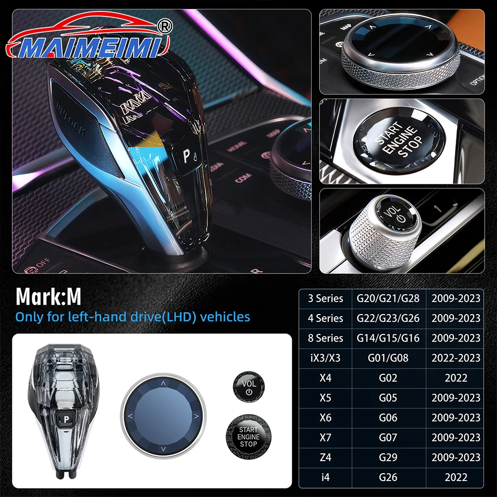 

4 piece set Crystal Gear Knob Handle Car Interior Accessories for BMW X5 G05 /X6 G06/ X7 G07/Z4 G29 2009- 2023