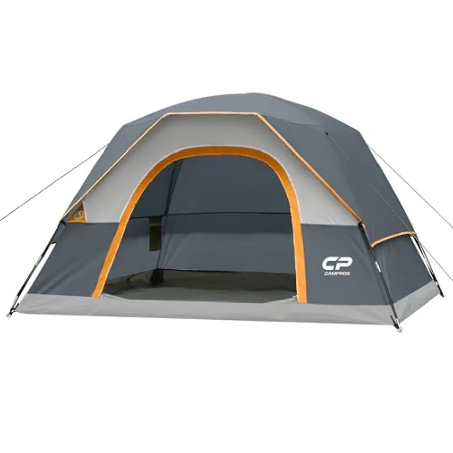 

Camping Tent for 2/4/6 Person, Polyester Waterproof Windproof Double Layer Dome Tent, Gray/Blue, Easy Setup with Large Mesh Win