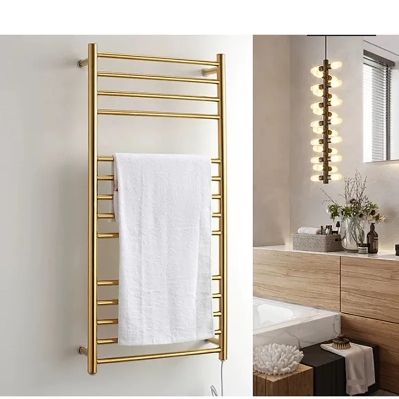 Fashion wall mounted Gold Towel warmer rack AC110-240V 162W 304 stainless steel waterproof Electric towel rack for bathroom