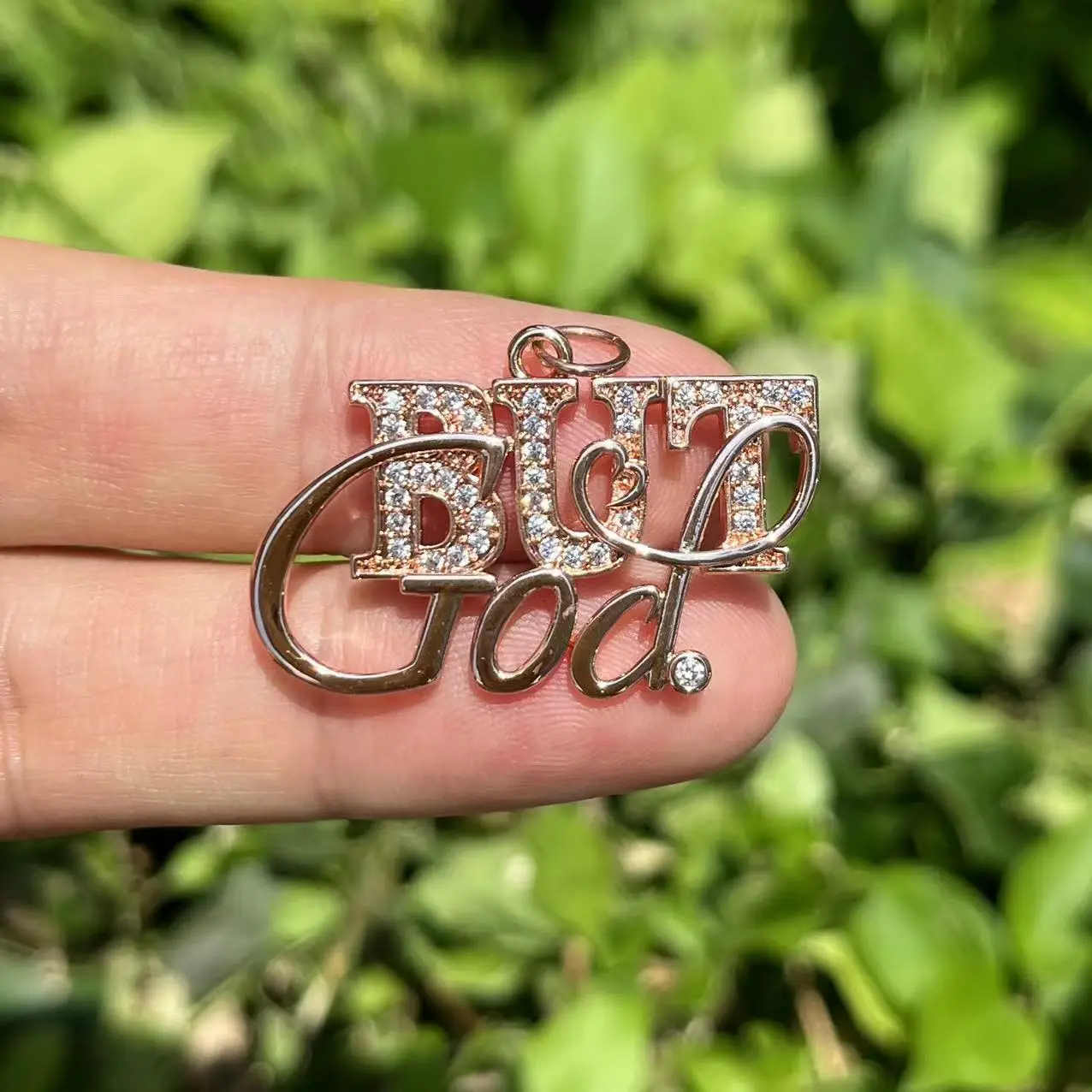 5pcs Zirconia Pave Religious But God Charms Boutique Accessory for Custom Bracelets Making