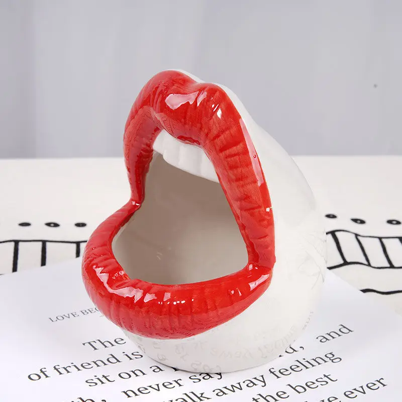 Funny Red lips Mouth French Fries Ceramic Food Bowls Ice Cream Bowls French Fry Cup Holder For Restaurant Party Home