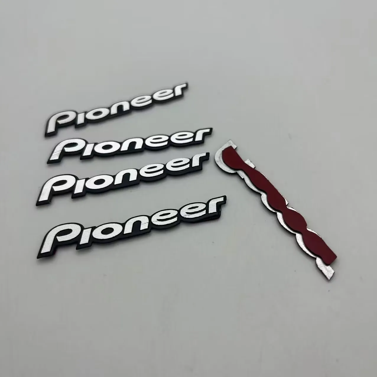 4pcs 20pcs 50pcs For Pioneer Speaker Audio Speaker 3D Aluminum Badge Emblem Stereo Sticker Accessories Size 55mmX10mm