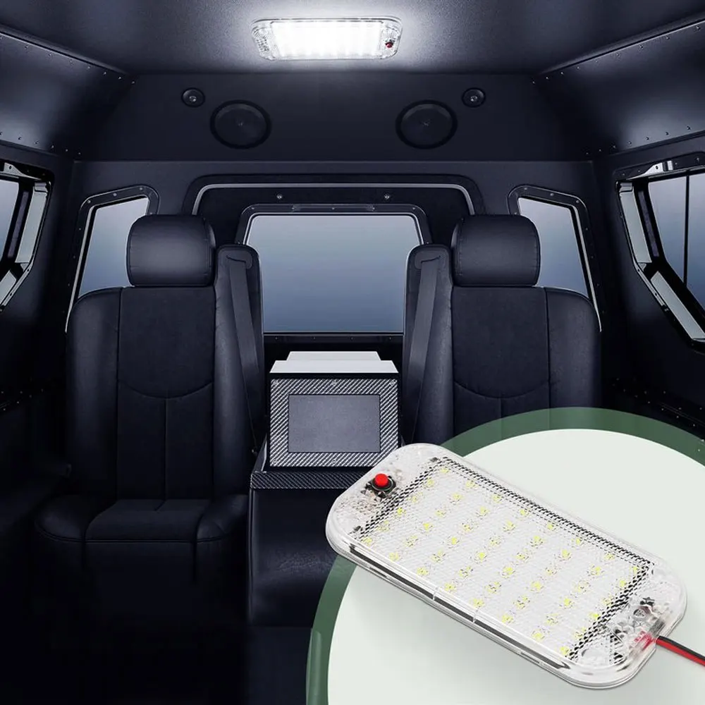 Car Interior Doom Reading Lamp High Brightness Cabin Lights 48 LED Panel Light for Van Truck RV Boat Camper Lights Strip 12V-24V