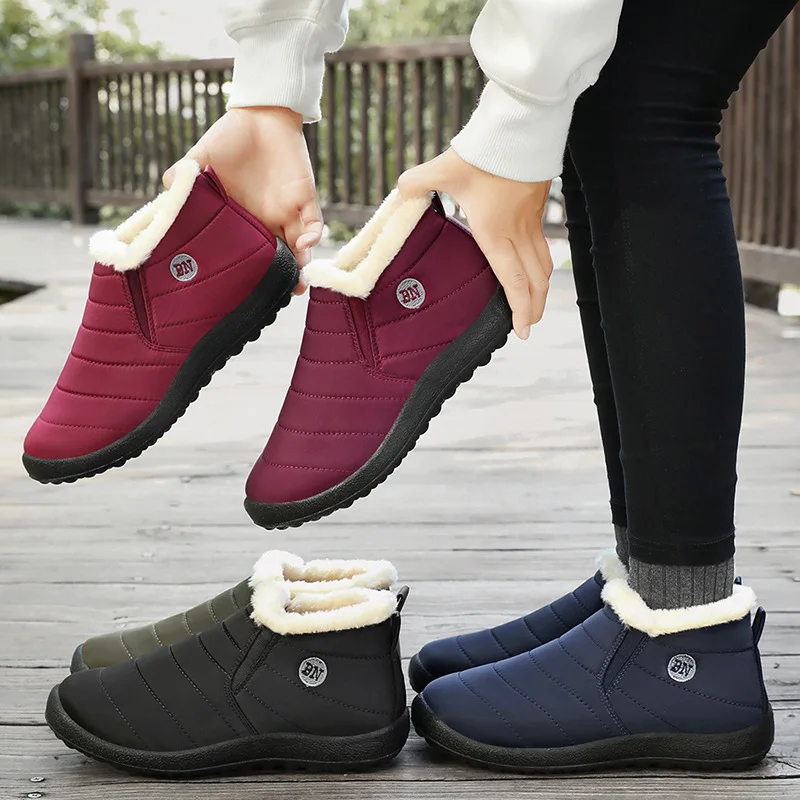 

Women Fashion Waterproof Short Boots Women Shoes Flat Warm Shoes Ankle Boots Non-Slip Unisex Comfortable Casual Shoes