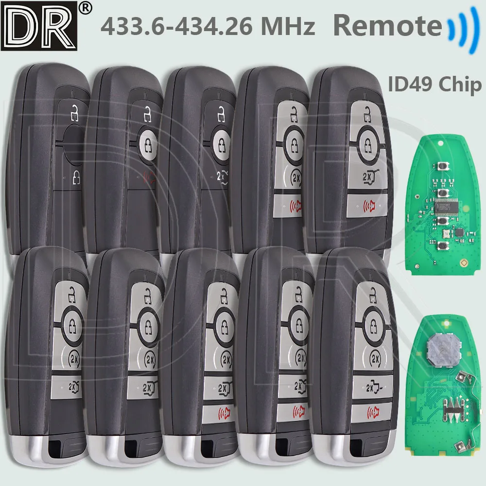 

DR M3N-A3C108397 ID49 Chip 433.6-434.2MHz Proximity Smart Car Remote Key For Ford Explorer Expedition Mustang Lincoln Navigator