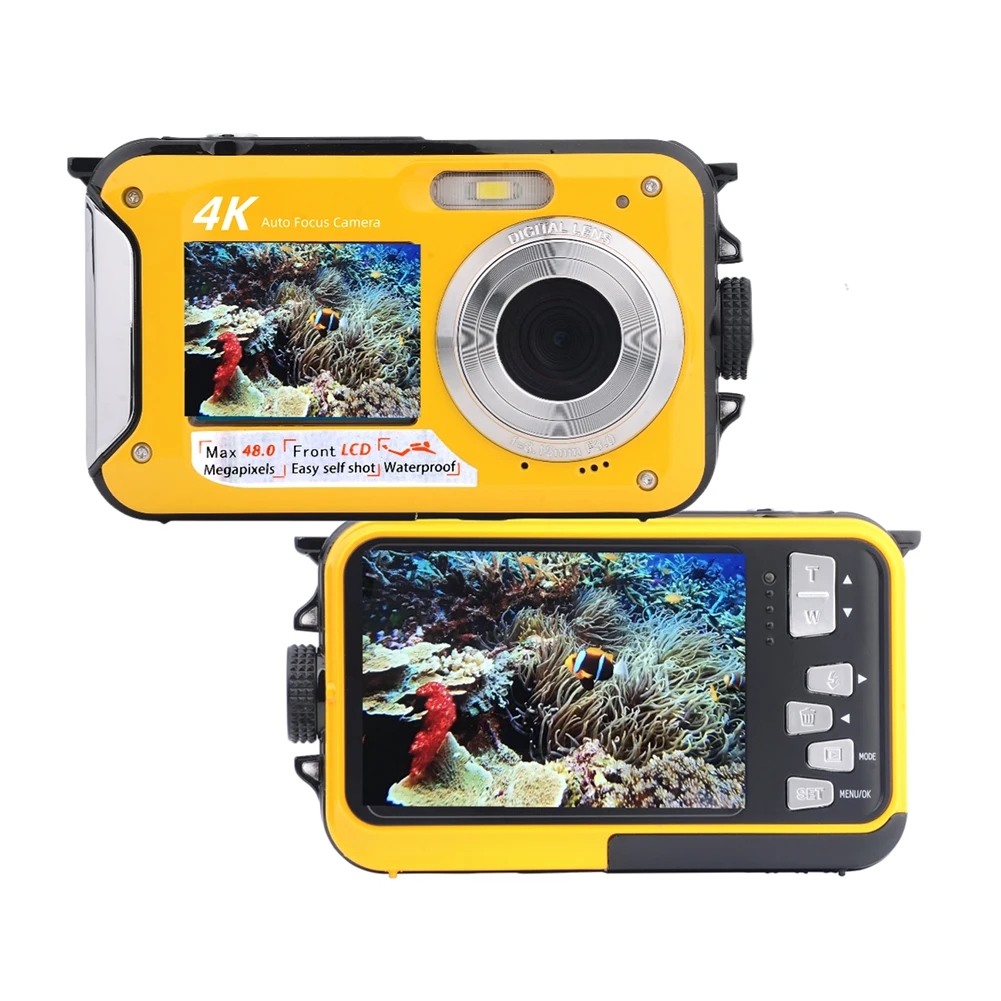 48MP Waterproof Camera 1080P 4K/30FPS Underwater Cameras IPS Dual Screen Face Detection Autofocus for Swimming Parent-child Play