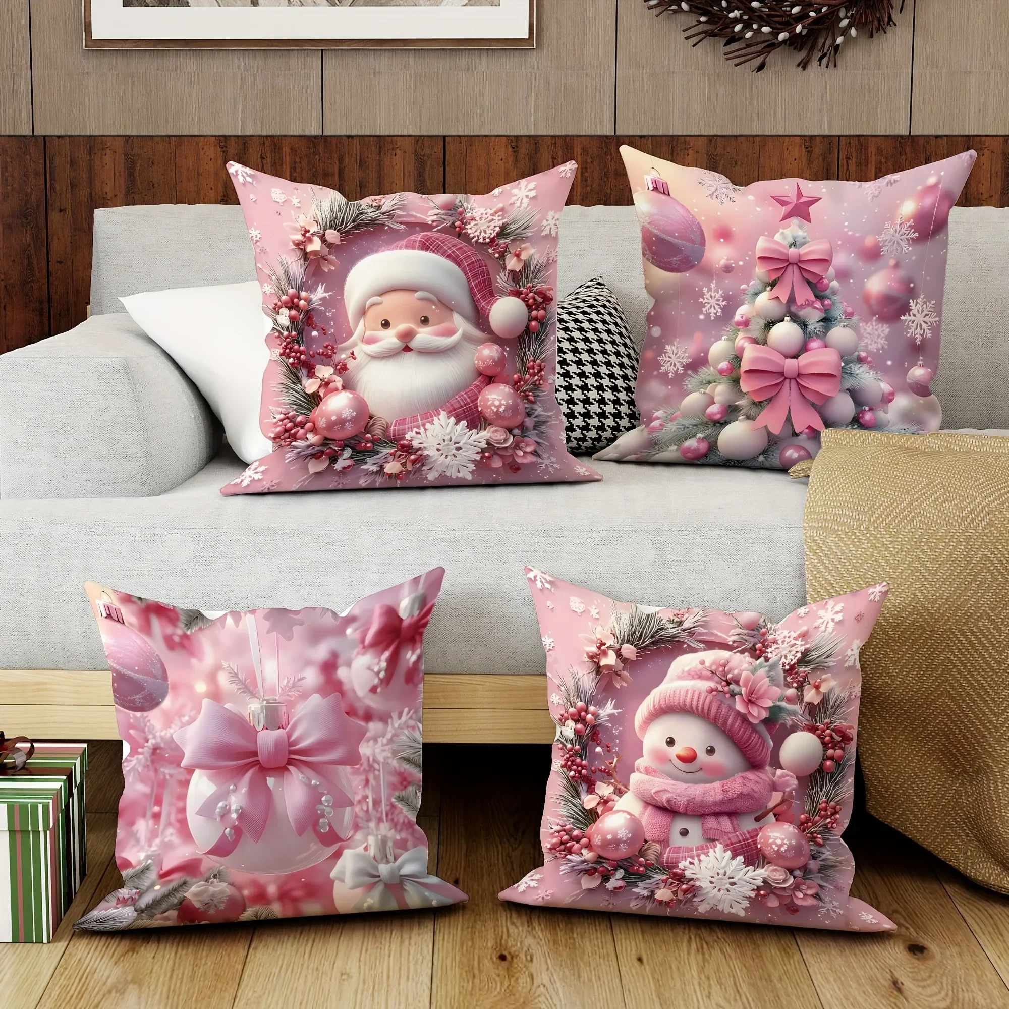 Cute Santa Claus Snowman pillowcase Christmas and New Year gift suitable for home room living room sofa cushion cover