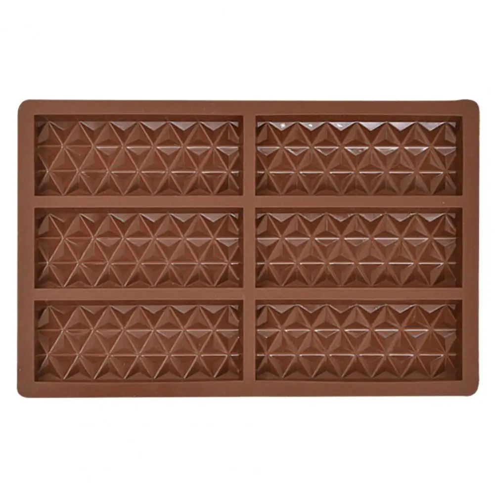 

6 Cavities Chocolate Mold Silicone Rectangular Shaped Candy Bar Mold Non-Stick Waffles Cheesecake Pudding Cake Dessert Mold