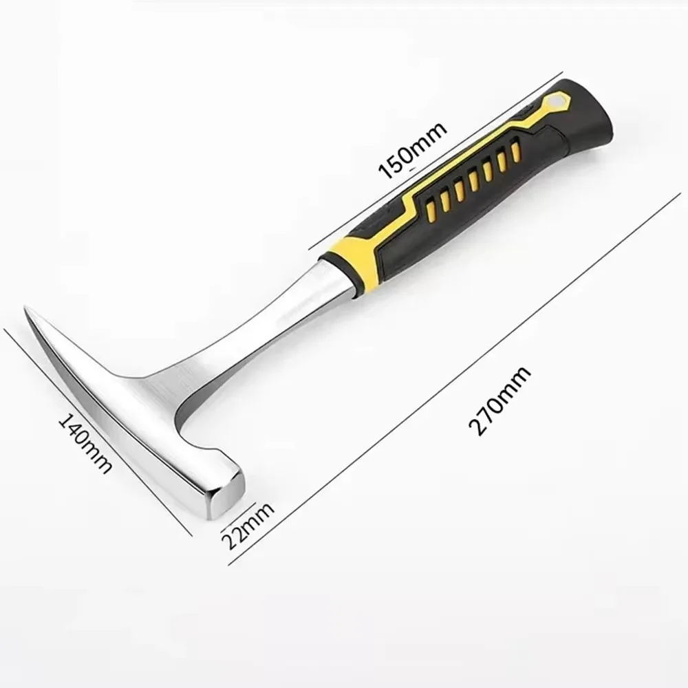 

Геологический молоток из высокоуглеродистой стали с нескользящей резиновой рукояткой, матовая отделка, для разработки горных пород, геологоразведки и активного отдыха