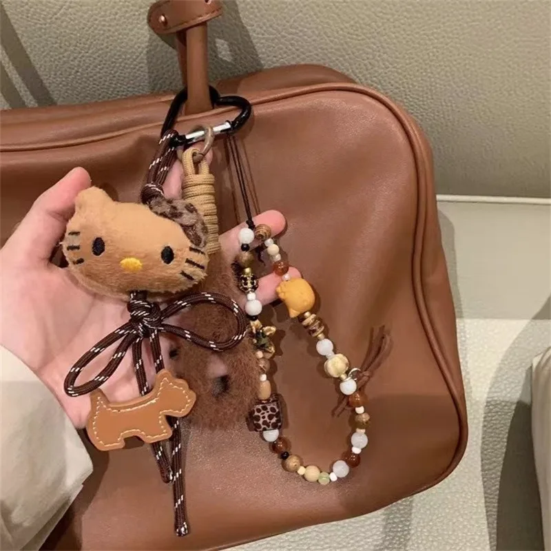 Sanrio kawaii olá kitty brinquedo de pelúcia bonito brinquedo de pelúcia mochila pingente dos desenhos animados chaveiro menina anime festival presente aniversário