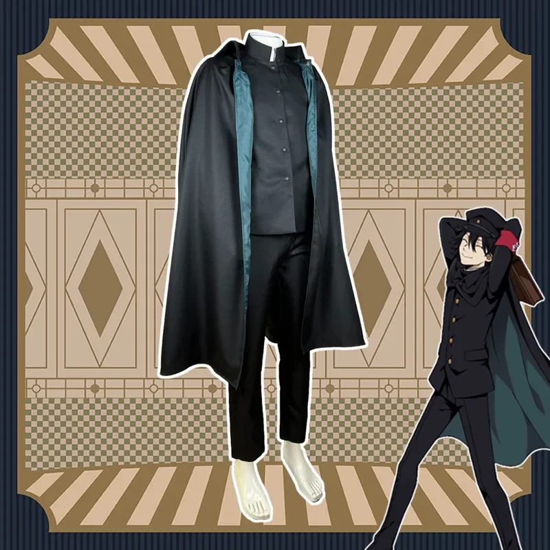 Anime Bungo Stray Dogs Edogawa Rampo Costume Cosplay mantello nero giacca pantaloni Detective uniforme vestito Halloween vestiti di natale
