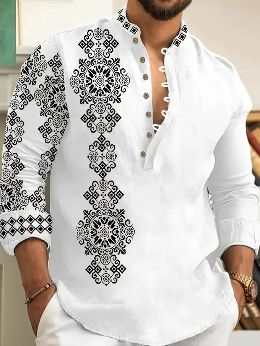

New men's button-down shirts with trendy patterns, slim fit, comfortable and soft, retro style, large size. Fast shipping.