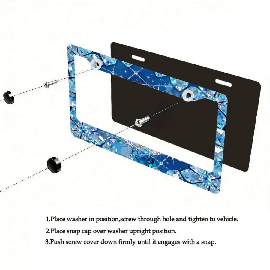 

Aluminum License Plate Frame With Crystal Pattern Design For Universal Vehicles