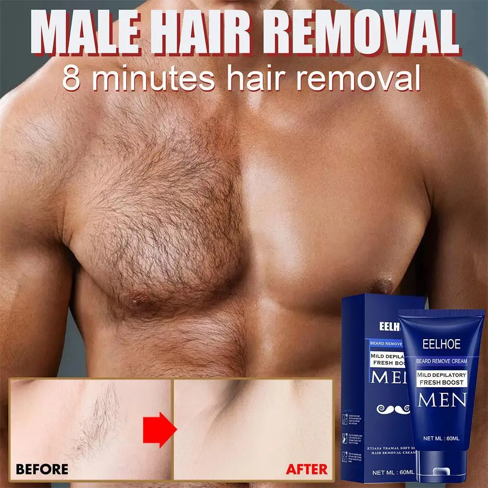 60ml Man Painless Hair Removal Cream Create Smooth Skin for FACIAL Arm Legs Body Inhibitor Natural Gentle