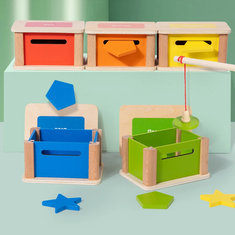 Baby Montessori Kleur Vorm Sorteren Speelgoed Houten Fijne Motoriek Zintuiglijke Muntautomaat Magnetische Matching Games Educatief Speelgoed