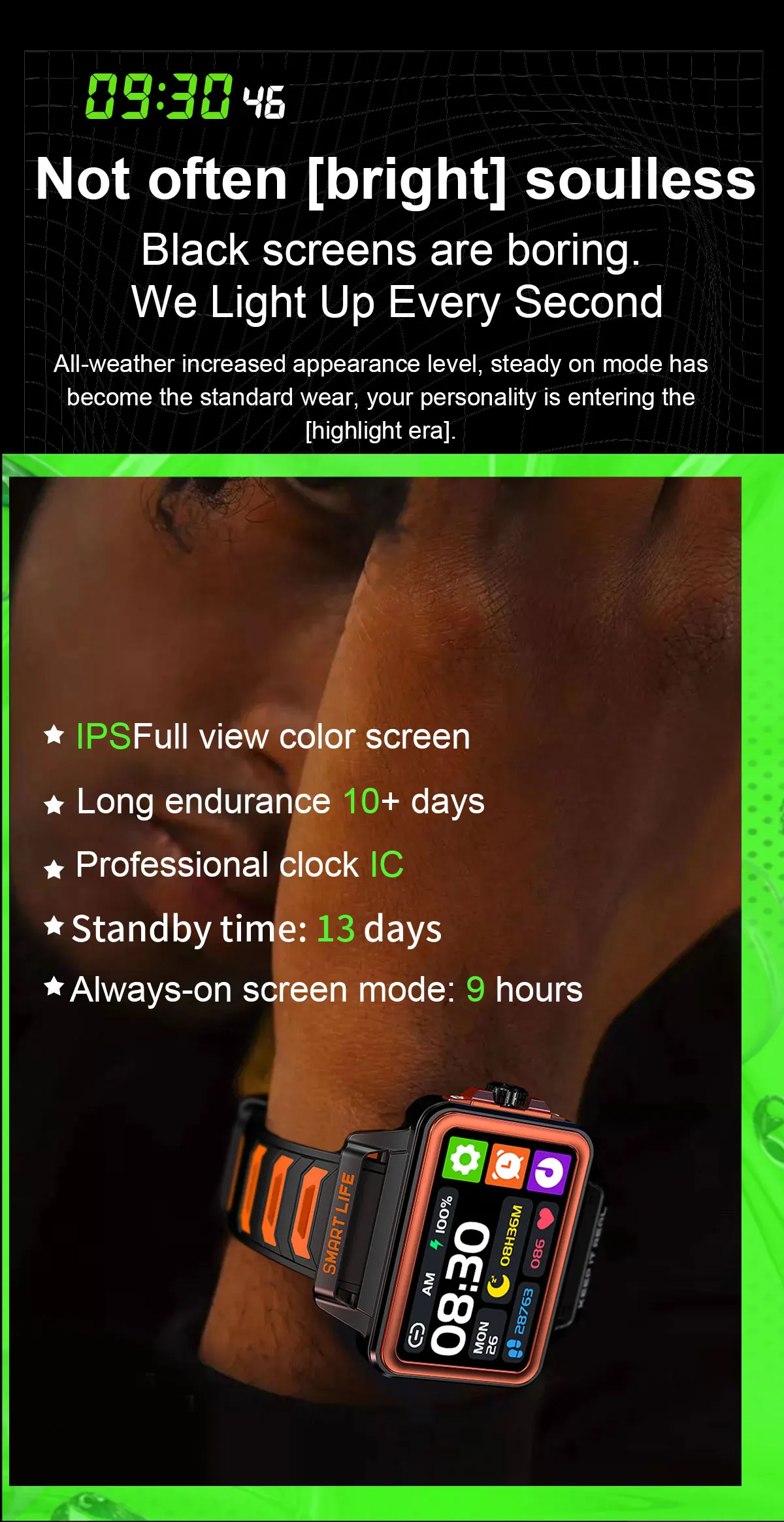 1.57in Smart Watch 2024 New Sport Smart Watch Men Woman Flashlight Waterproof Information Push Smart Bracelet For Android IOS