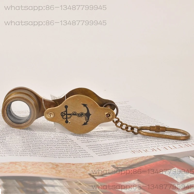 

British Imported Retro Nostalgic Mini Portable Folding Magnifying Glass Brass Pure Copper Soft Film and Television Props
